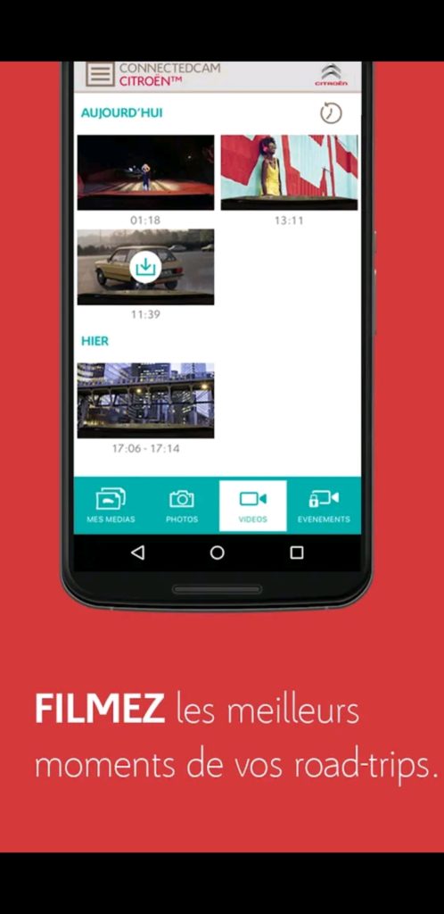 Screenshot de l'app ConnectedCAM